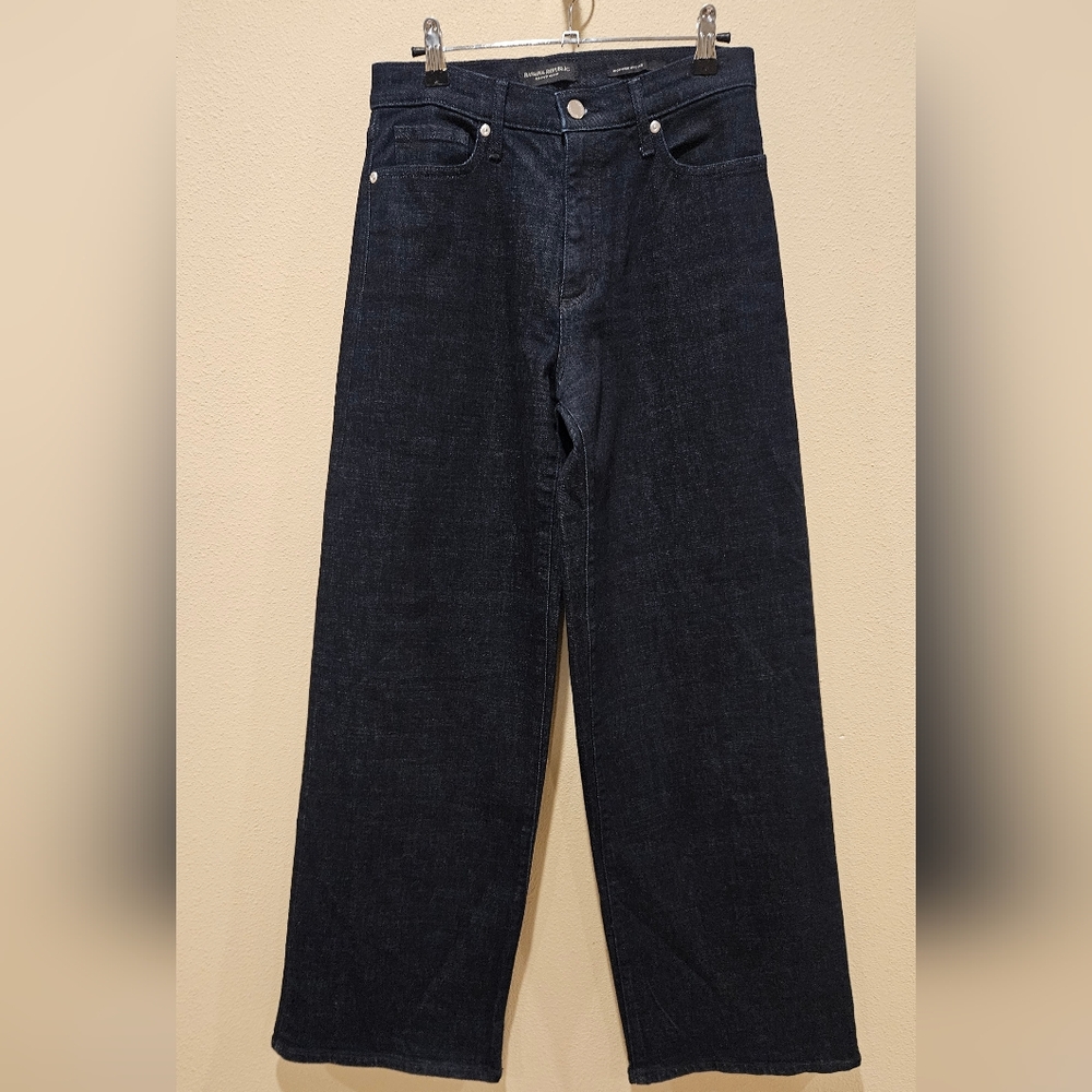 Banana Republic Dark Indigo Wash High-Waist Wide Leg Jeans, 27 Inch Waist